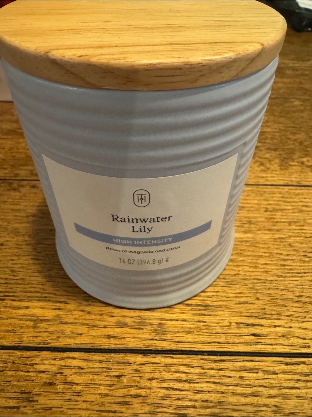 Threshold Rainwater Lily Candle - Light Blue with Wood Lid